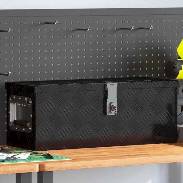 ARDEBO.de - Aufbewahrungsbox Schwarz 60x23,5x23 cm Aluminium