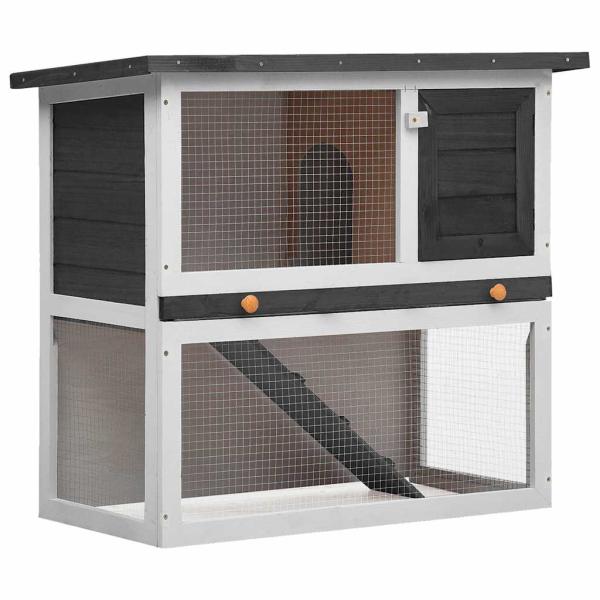 ARDEBO.de - Kaninchenstall 1 Tür Grau Holz