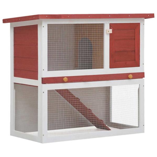 ARDEBO.de - Kaninchenstall 1 Tür Rot Holz