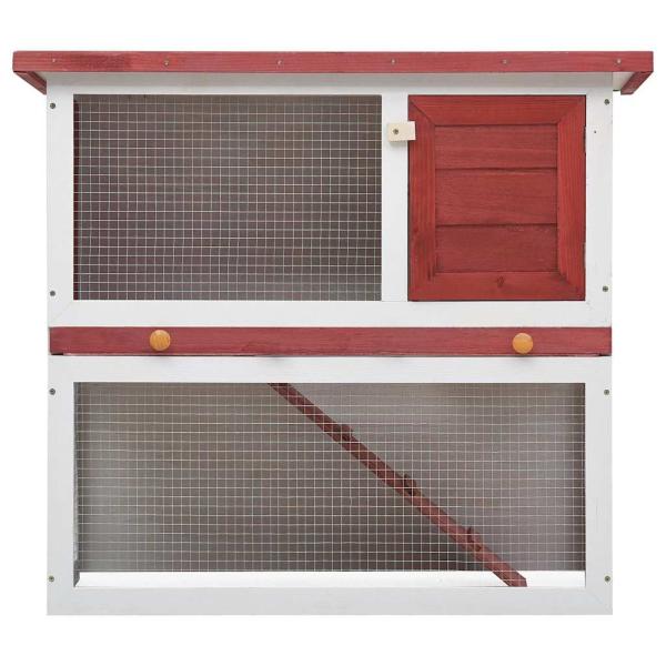 Kaninchenstall 1 Tür Rot Holz
