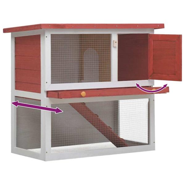 Kaninchenstall 1 Tür Rot Holz