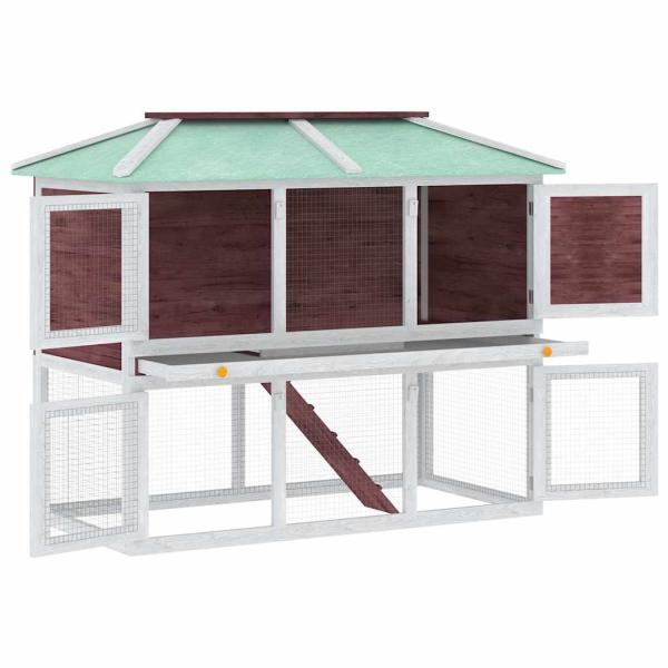 Kleintier-/Kaninchenstall 2 Etagen Braun Holz