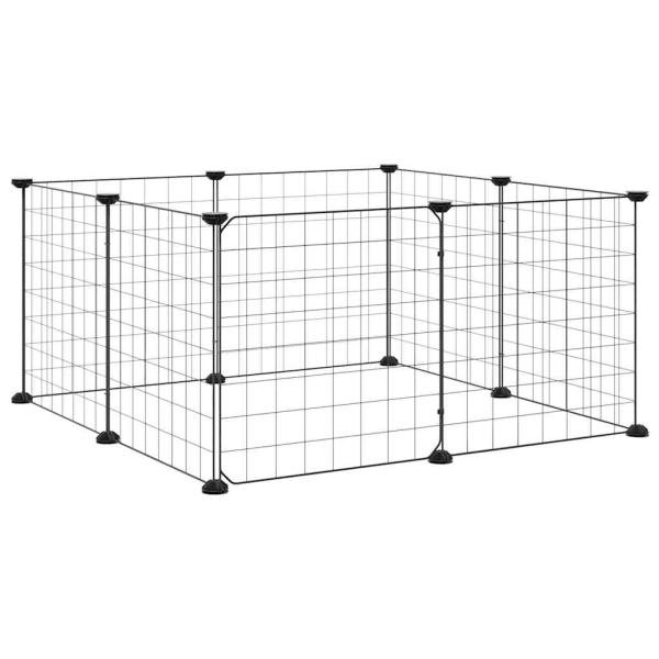 8-Panel-Haustierkäfig mit Tür Schwarz 70x70x35 cm Stahl