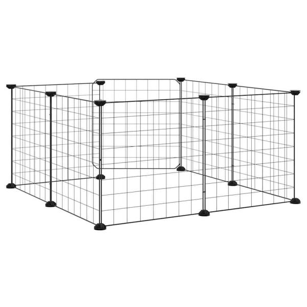 8-Panel-Haustierkäfig mit Tür Schwarz 70x70x35 cm Stahl