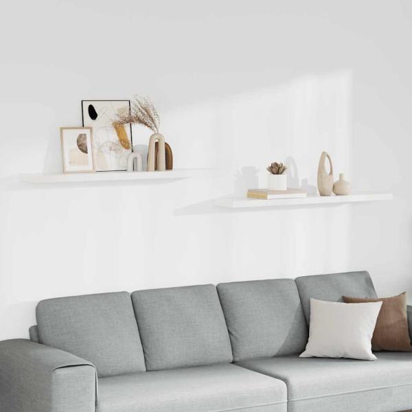 ARDEBO.de - Schweberegale 2 Stk. Weiß 120x23,5x3,8 cm MDF