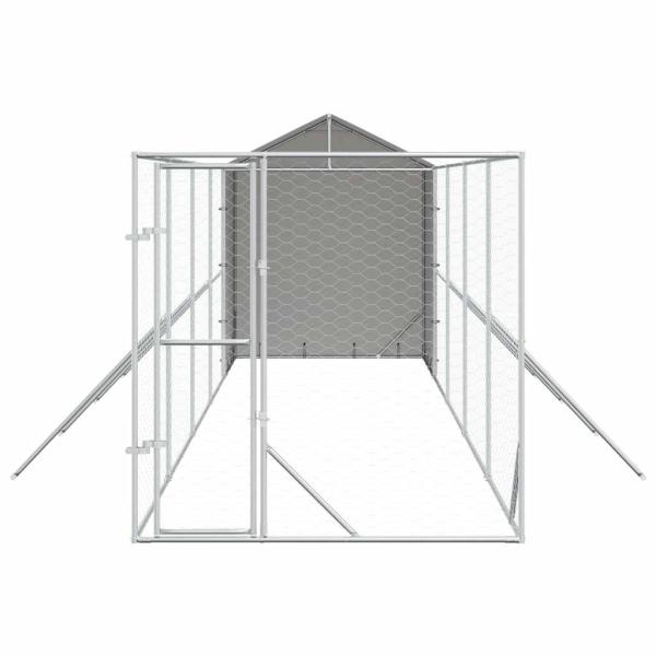 Outdoor-Hundezwinger mit Dach Silbern 2x10x2,5 m Stahl Verzinkt