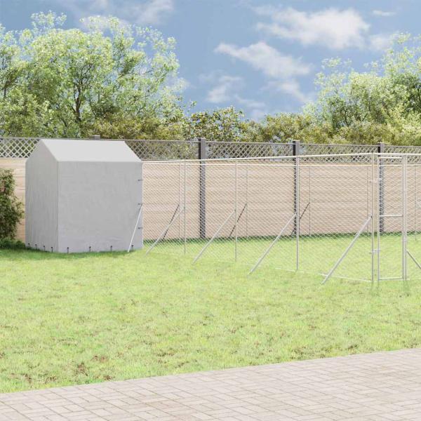 ARDEBO.de - Outdoor-Hundezwinger mit Dach Silbern 10x10x2,5m Stahl Verzinkt
