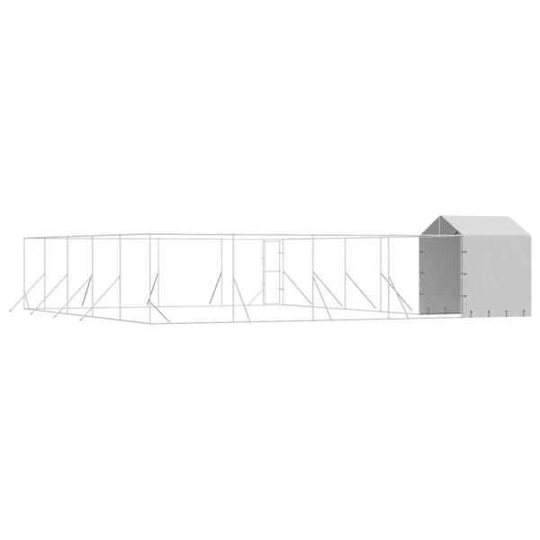 Outdoor-Hundezwinger mit Dach Silbern 10x10x2,5m Stahl Verzinkt