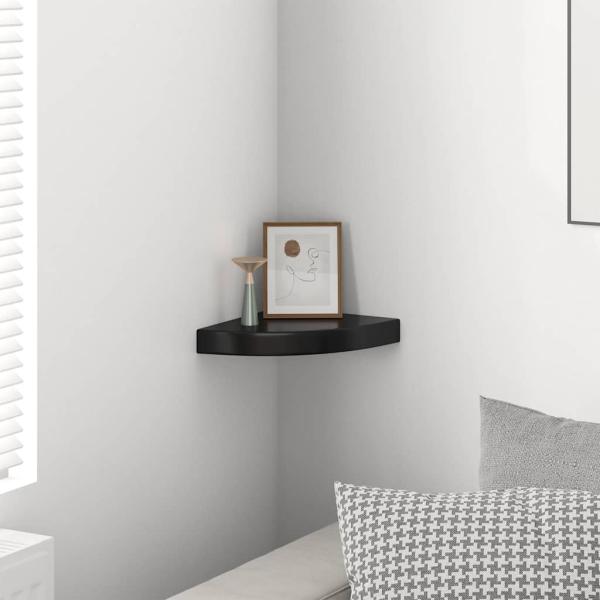 ARDEBO.de - Eck-Schweberegal Hochglanz-Schwarz 25x25x3,8 cm MDF
