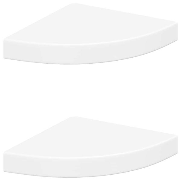 Eck-Schweberegale 2 Stk. Weiß 25x25x3,8 cm MDF