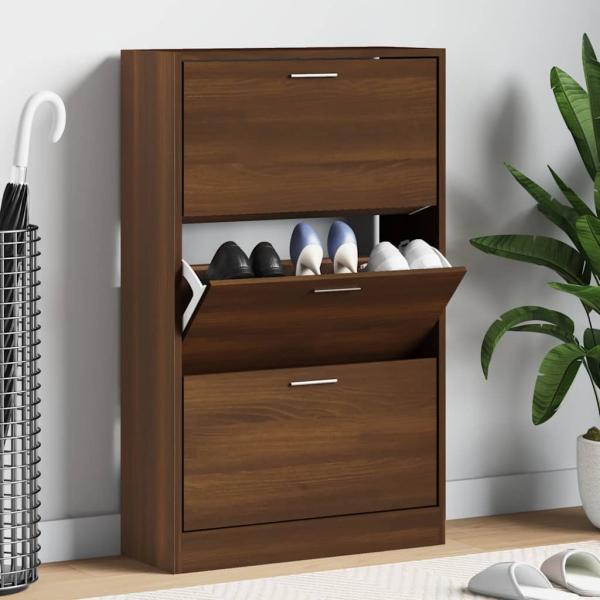 ARDEBO.de - Schuhschrank Braun Eichen-Optik 63x24x103 cm Holzwerkstoff