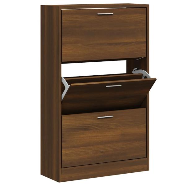 Schuhschrank Braun Eichen-Optik 63x24x103 cm Holzwerkstoff