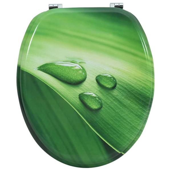 Toilettensitz mit Deckel MDF Gr?n Wassertropfen-Design