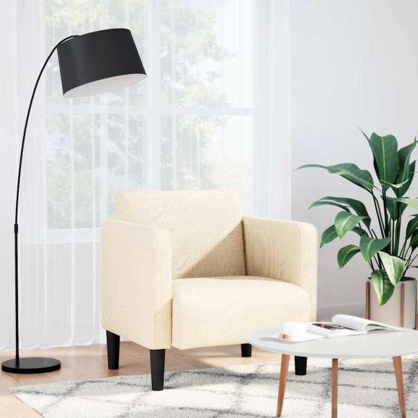 ARDEBO.de - Sessel mit Armlehnen Creme 54 cm Cordstoff
