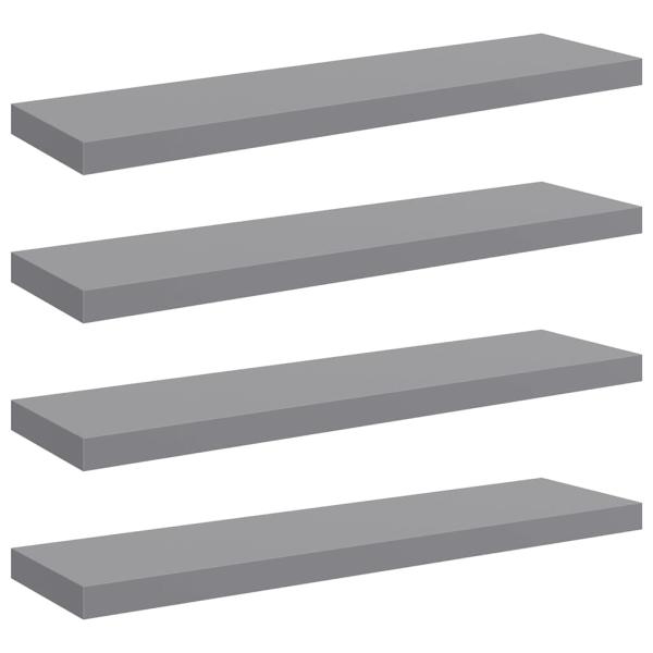 Schwebende Wandregale 4 Stk. Grau 90x23,5x3,8cm MDF