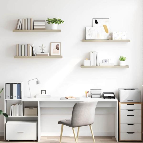 Schwebende Wandregale 4 Stk. Eichefarben 90x23,5x3,8 cm MDF