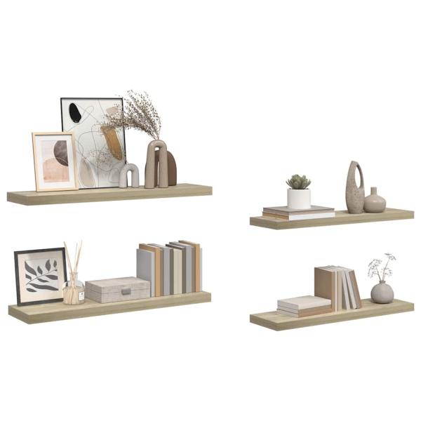 Schwebende Wandregale 4 Stk. Eichefarben 90x23,5x3,8 cm MDF