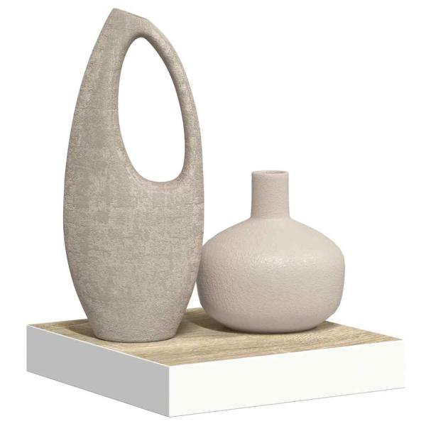 Schweberegal Eichen-Optik und Weiß 23x23,5x3,8 cm MDF