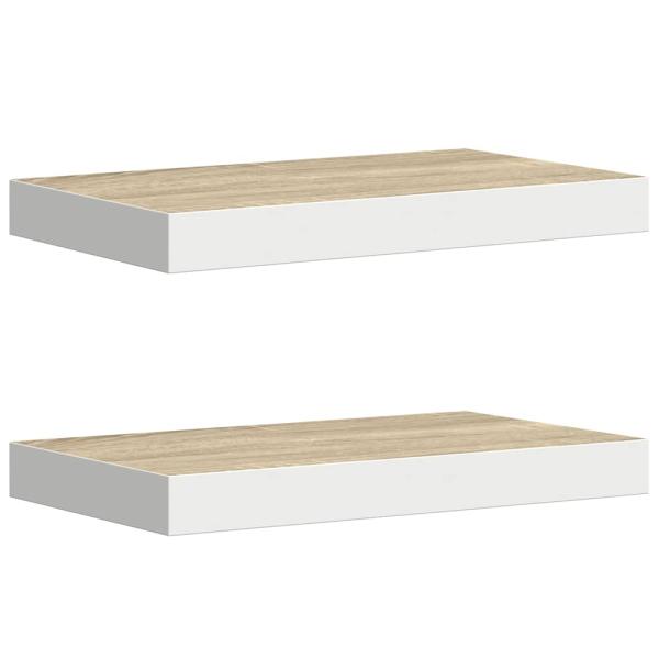 Schweberegale 2 Stk. Eichen-Optik und Weiß 40x23,5x3,8 cm MDF