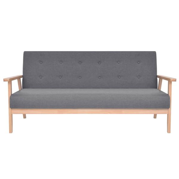 Sofa-Set 3-tlg. Stoff Dunkelgrau
