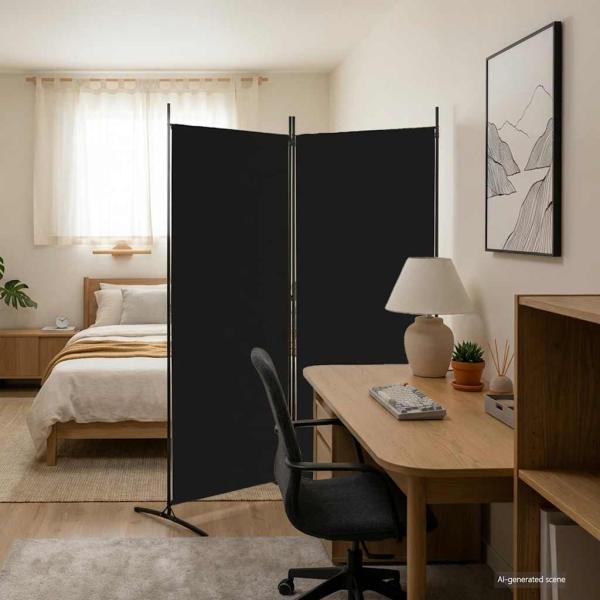 ARDEBO.de - 2-tlg. Paravent Schwarz 175x180 cm Stoff