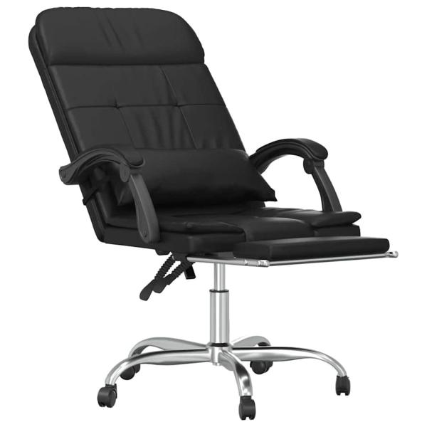 Massage-Bürostuhl mit Liegefunktion Schwarz Kunstleder