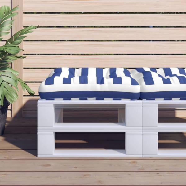 ARDEBO.de - Palettenkissen Blau Weiß Gestreift 50x50x12 cm Stoff