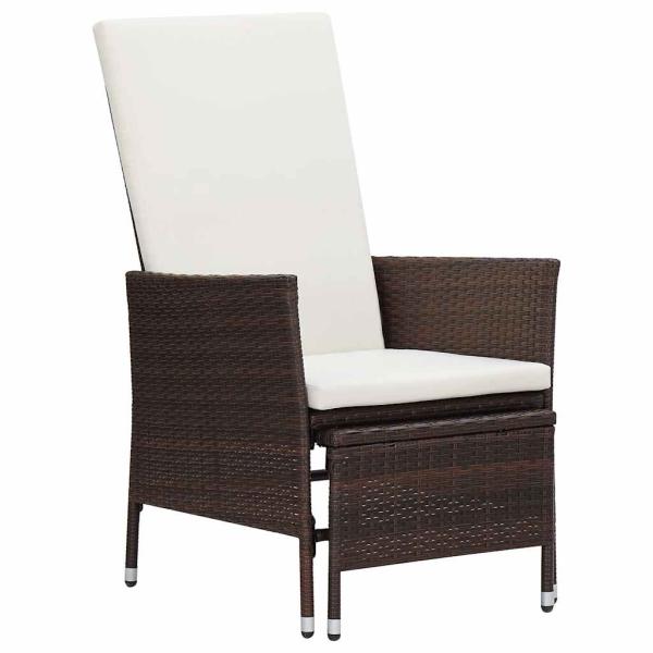 ARDEBO.de - Garten-Liegestuhl mit Auflagen Poly Rattan Braun