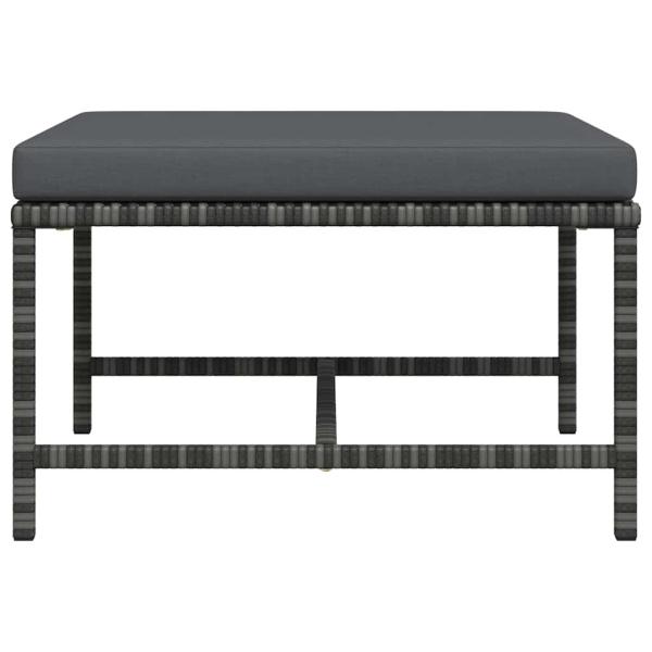 Modular-Fußhocker mit Kissen Grau Poly Rattan