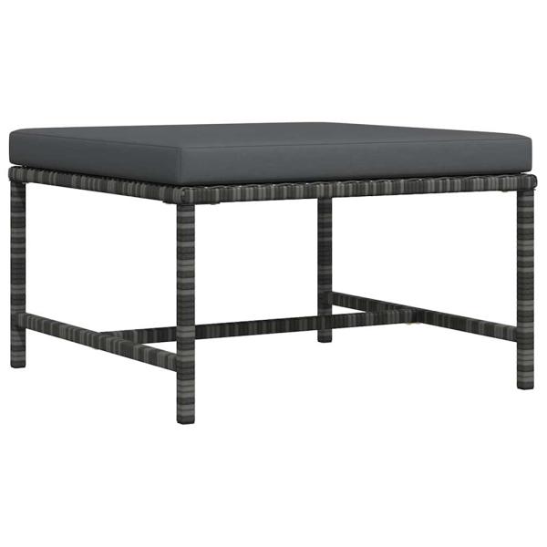 Modular-Fußhocker mit Kissen Grau Poly Rattan