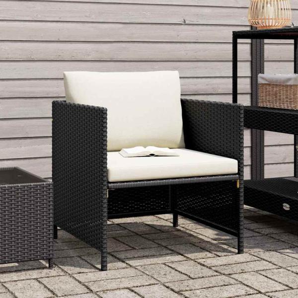 ARDEBO.de - Gartensofa mit Kissen Schwarz Poly Rattan