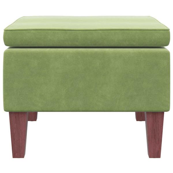 Hocker mit Holzbeinen Hellgr?n Samt