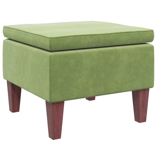 Hocker mit Holzbeinen Hellgr?n Samt