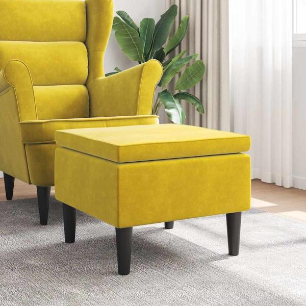 ARDEBO.de - Hocker mit Holzbeinen Gelb Samt