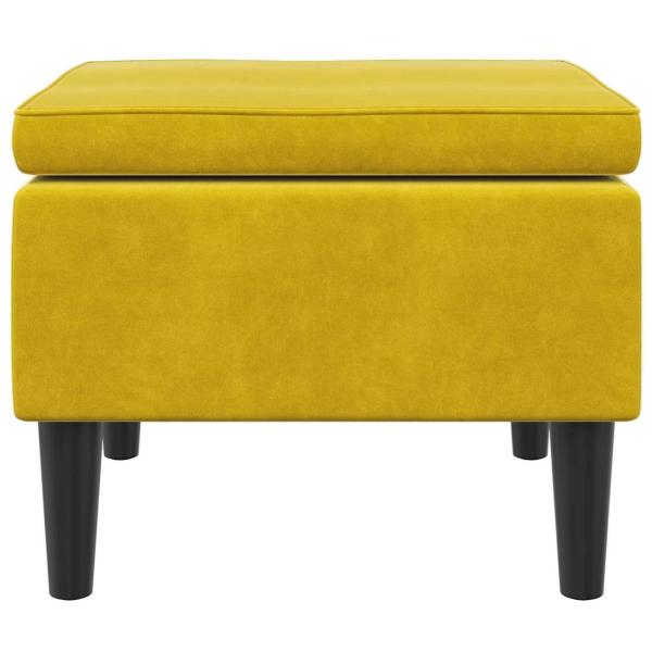 Hocker mit Holzbeinen Gelb Samt