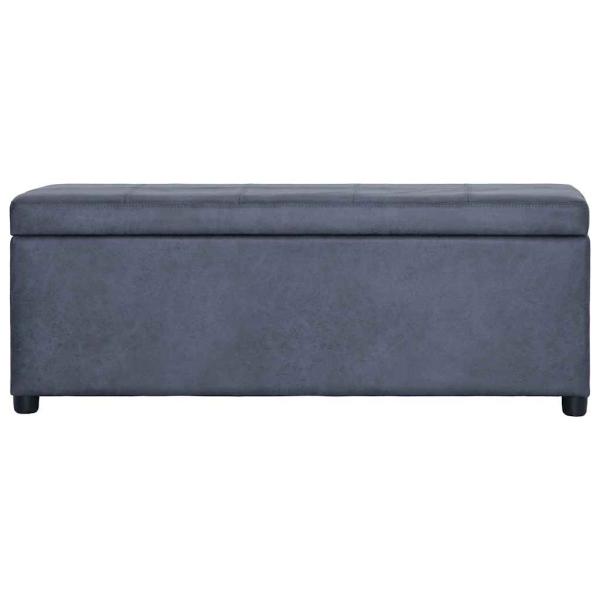 Bank mit Staufach 116 cm Grau Wildleder-Optik