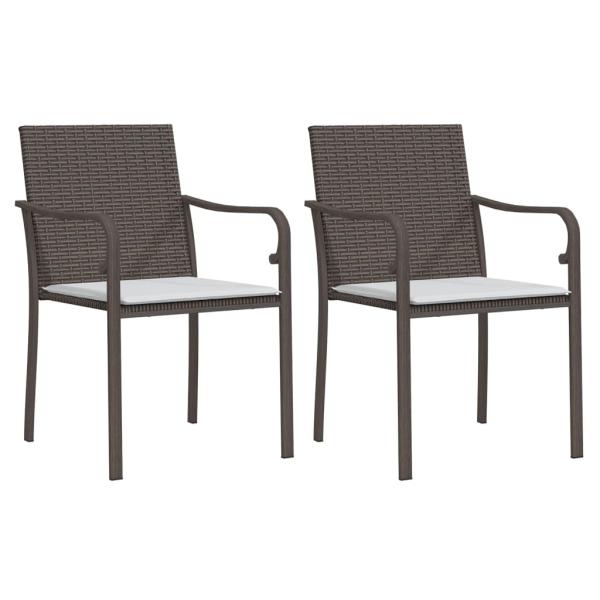 Gartenst?hle mit Kissen 2 Stk. Braun 56x59x84 cm Poly Rattan