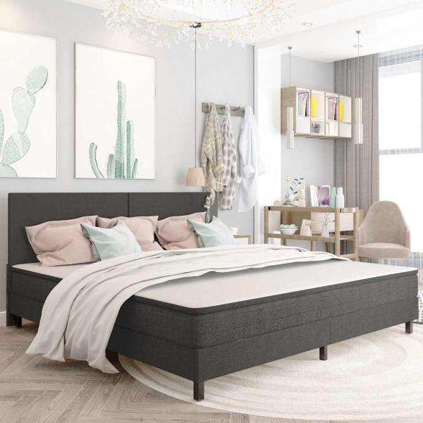 ARDEBO.de - Boxspring-Bettgestell Grau Stoff 200x200 cm