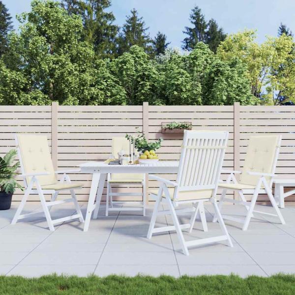 ARDEBO.de - Gartenstuhlauflagen für Hochlehner 4Stk. Creme 120x50x2cm Stoff