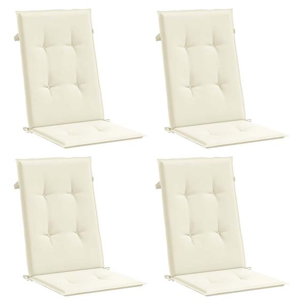 Gartenstuhlauflagen für Hochlehner 4Stk. Creme 120x50x2cm Stoff