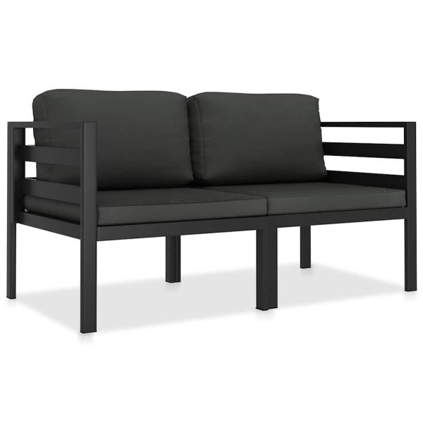 ARDEBO.de - 2-tlg. Garten-Sofagarnitur mit Auflagen Aluminium Anthrazit