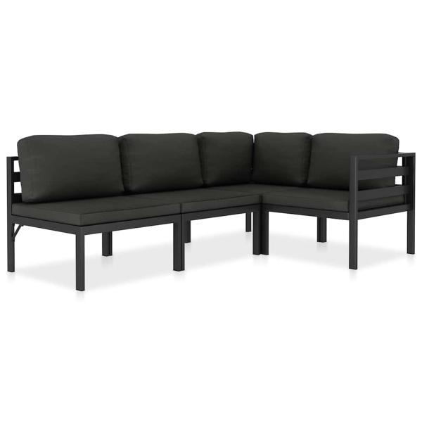 ARDEBO.de - 4-tlg. Garten-Lounge-Set mit Kissen Aluminium Anthrazit