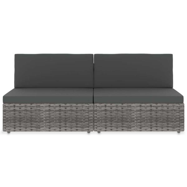 Modulares 2-Sitzer-Sofa Poly Rattan Grau