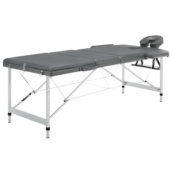ARDEBO.de - Massagetisch mit 3 Zonen Aluminiumrahmen Anthrazit 186×68 cm