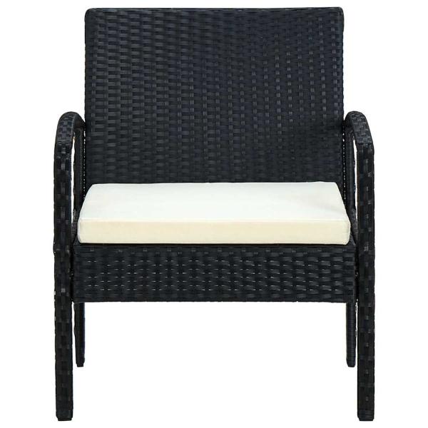 Gartenstuhl mit Kissen Poly Rattan Schwarz