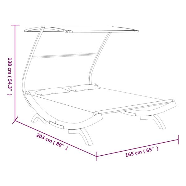 Sonnenliege mit Dach 165x203x138 cm Bugholz Massiv Anthrazit