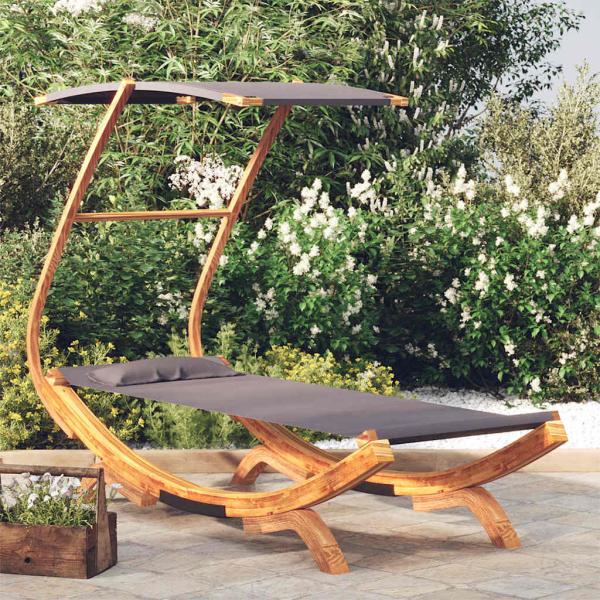 ARDEBO.de - Sonnenliege mit Dach 100x190x134 cm Bugholz Massiv Anthrazit
