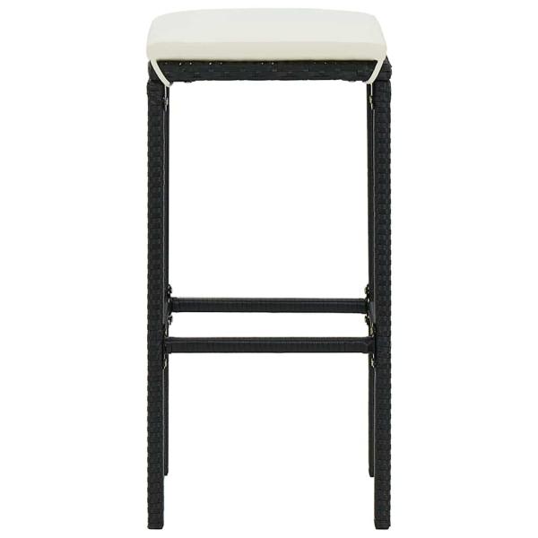 Barhocker mit Kissen 3 Stk. Schwarz Poly Rattan