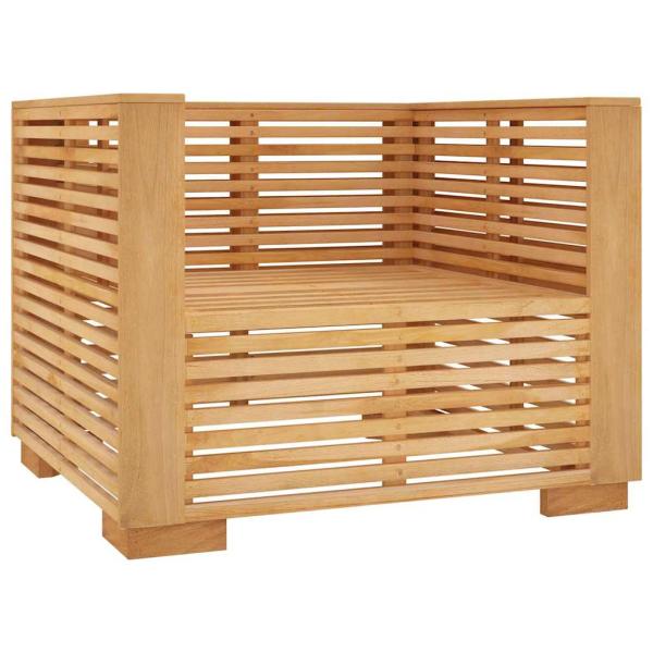 Gartensessel mit Creme Kissen Massivholz Teak