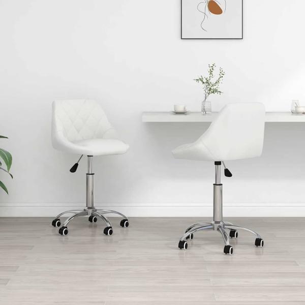 ARDEBO.de - Esszimmerstühle 2 Stk. Drehbar Weiß Kunstleder